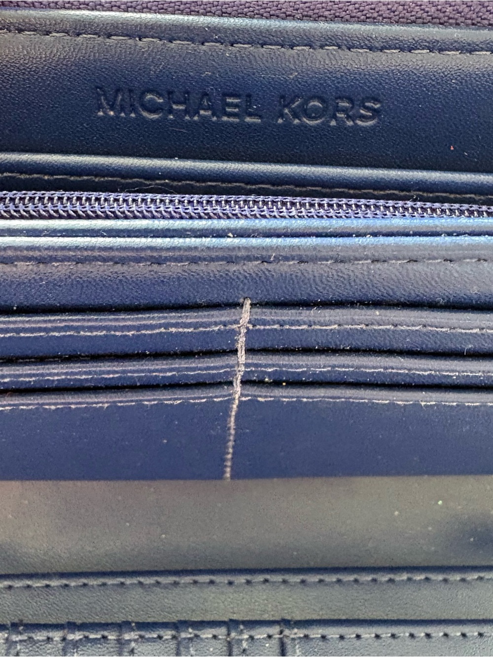 Michael Kors Navy & White Striped Long Zip Wallet EUC - Picture 11 of 11